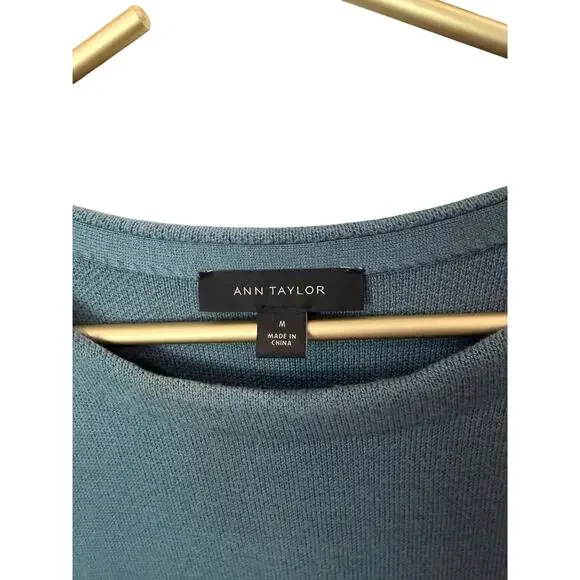 Ann Taylor Flutter Sleeve Sweater Teal Blue‑Green Women’s M EUC - Picture 3 of 5